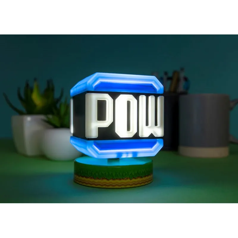 Paladone Products Huchas, Lámparas Y Tazas Kids |Regalos Y Coleccionismo Para Gamers - Cosas De Videojuegos Míticos^Lámpara Super Mario Bloque POW