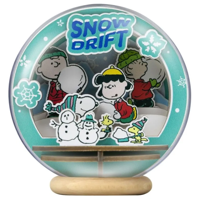 Pantasy Snoopy^Maqueta Peanuts Puremind Wooden Theater Globe Snow Drift