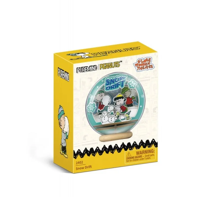 Pantasy Snoopy^Maqueta Peanuts Puremind Wooden Theater Globe Snow Drift