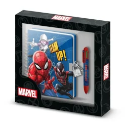 Niños KaracterMania Marvel Y Dc Para Niños|Para El Cole^Marvel Spiderman Pack Diario A5 y Bolígrafo 6 Colores