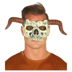 Disfrazzes Accesorios Halloween Y Terror ^Media Careta de Calavera con Cuernos
