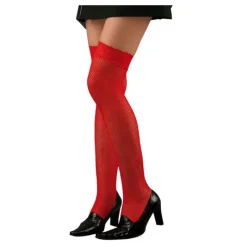 Hot Medias Rojas de Rejilla con Liga Medias Y Calcetines Para Disfraces |Accesorios Halloween Y Terror