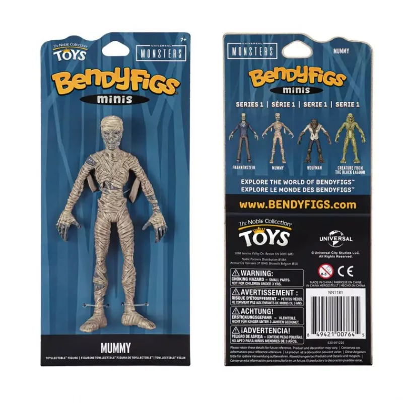 The Noble Collection Monstruos De La Universal|Coleccionismo De Miedo Y Terror^Mini Figura Coleccionable Bendyfigs Universal Monsters Mummy