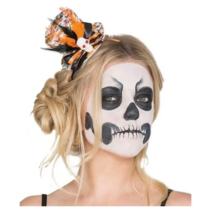 Disfrazzes Sombreros Y Cascos Para Disfraces |Accesorios Halloween Y Terror ^Mini Sombrero con Calavera negro y naranja