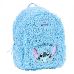 Mochila Casual de Borreguillo Stitch Azul 100% Poliéster Disney Para Niñas|Para El Cole