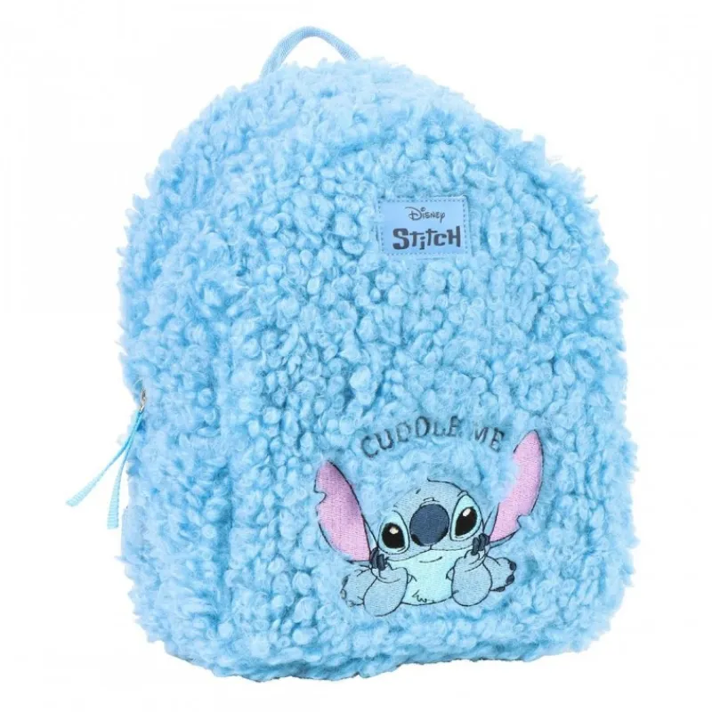 Mochila Casual de Borreguillo Stitch Azul 100% Poliéster Disney Para Niñas|Para El Cole