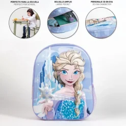Cerdá Kids Disney Para Niñas|Para El Cole^Mochila Infantil 3D de Frozen: Compañera Ideal para los Pequeños Aventureros