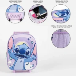 Cerdá Kids Para El Cole|Stitch Kids^Mochila Infantil Trolley 3D de Stitch en Lila