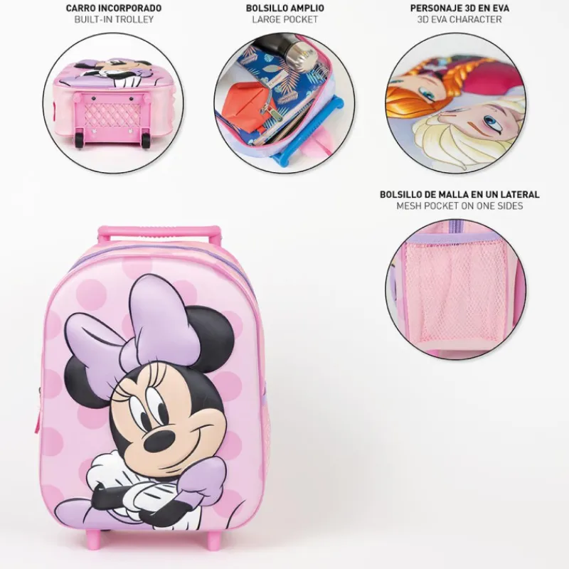Sale MOCHILA INFANTIL TROLLEY 3D MINNIE Disney Para Niñas|Para El Cole