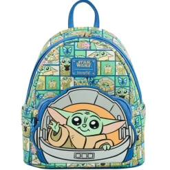 Loungefly The Mandalorian|Regalos Star Wars Por Personaje ^Mochila Baby Yoda Cuadritos The Mandalorian