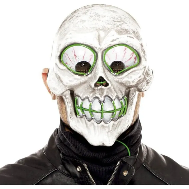 Best Máscara de Calavera loca con luz Verde Máscaras Terror Y Carnaval
