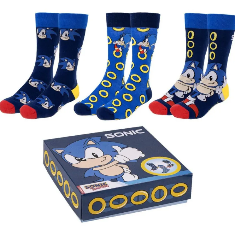 New Pack 3 pares calcetines Sonic anillos Regalos Y Coleccionismo Para Gamers - Cosas De Videojuegos Míticos