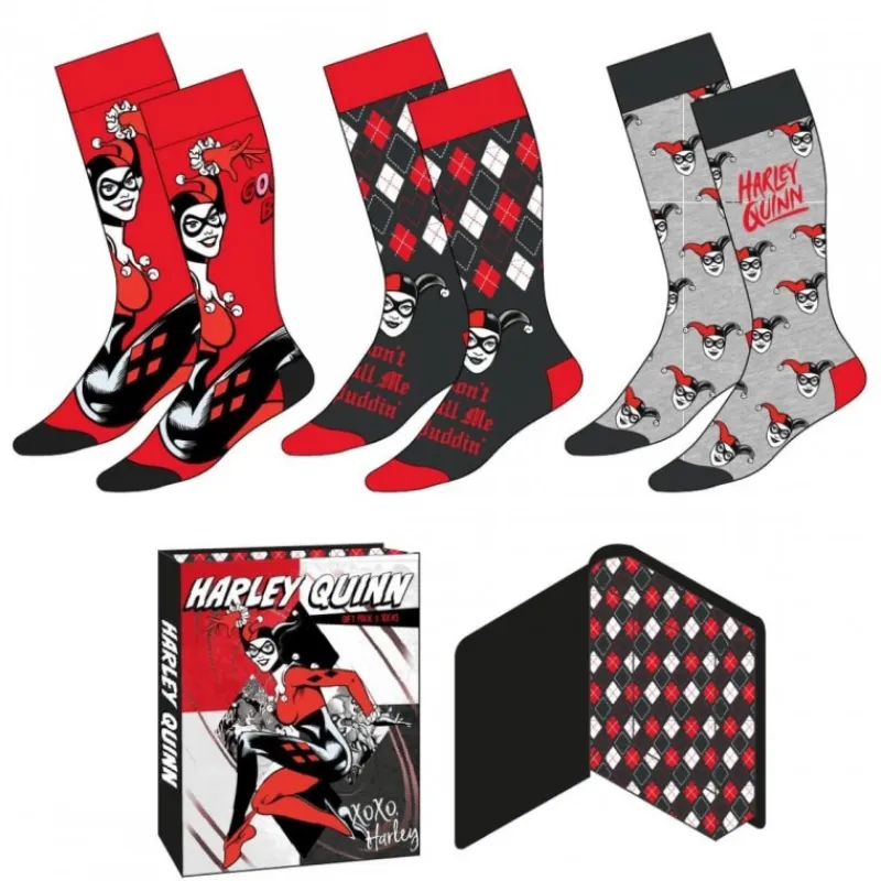 Best Pack Calcetines 3 Piezas Harley Quinn Multicolor TU 36/43 Regalos De Villanos Dc|Moda Dc