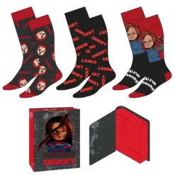 Hot Pack de 3 Calcetines Chucky Multicolor Talla Única 38-45 Chucky Muñeco Diabólico|Coleccionismo De Miedo Y Terror