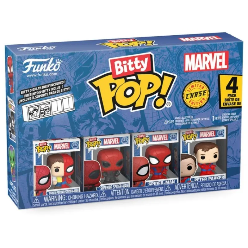 Hot Pack de 4 Figuras Bitty POP! Vinyl Spider-Man Series 4 2 cm Superhéroes Marvel|Funko Marvel