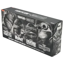 Neca Monstruos De La Universal^Pack de 4 Figuras Universal Monsters x Teenage Mutant Ninja Turtles Black & White