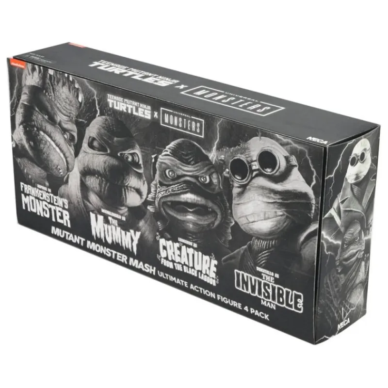 Neca Monstruos De La Universal^Pack de 4 Figuras Universal Monsters x Teenage Mutant Ninja Turtles Black & White