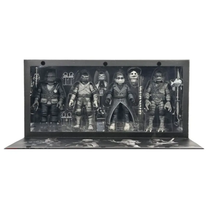 Neca Monstruos De La Universal^Pack de 4 Figuras Universal Monsters x Teenage Mutant Ninja Turtles Black & White