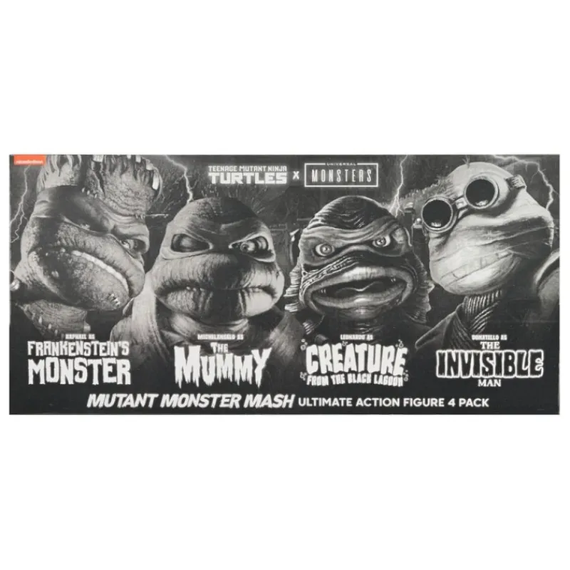 Neca Monstruos De La Universal^Pack de 4 Figuras Universal Monsters x Teenage Mutant Ninja Turtles Black & White