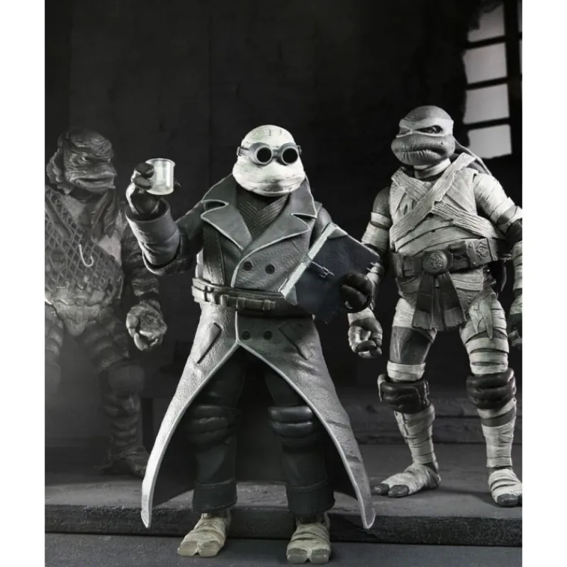 Neca Monstruos De La Universal^Pack de 4 Figuras Universal Monsters x Teenage Mutant Ninja Turtles Black & White
