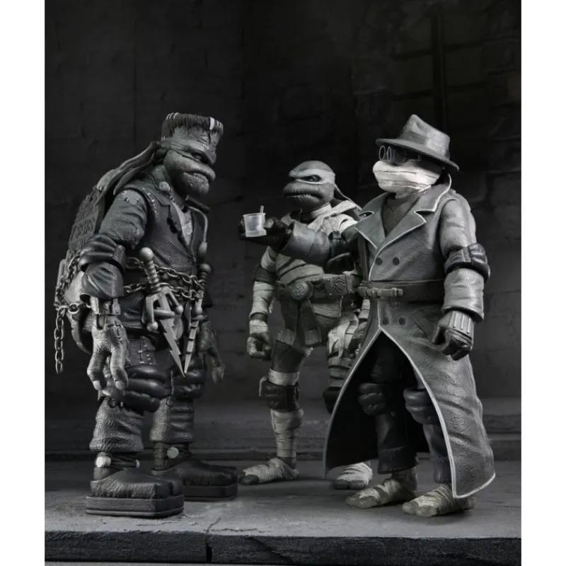 Neca Monstruos De La Universal^Pack de 4 Figuras Universal Monsters x Teenage Mutant Ninja Turtles Black & White