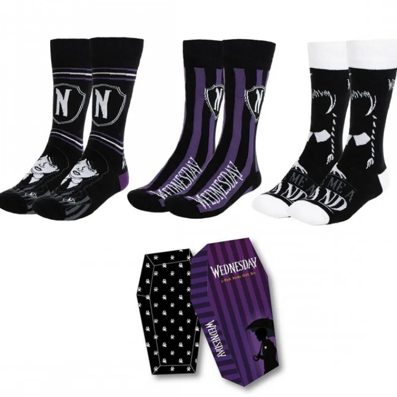 Clearance Pack de Calcetines Wednesday - 3 Piezas Exclusivas para Coleccionistas Miércoles Addams