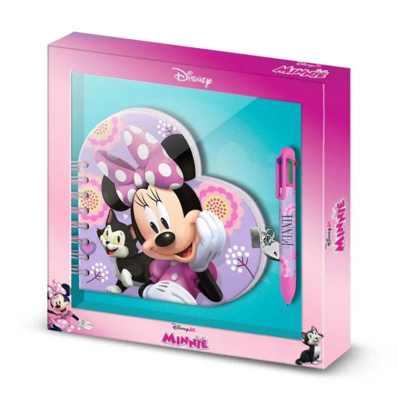 KaracterMania Disney Para Niñas|Tiempo Libre Kids^Pack de Diario Minnie Mouse Corazón con Bolígrafo de 6 Colores