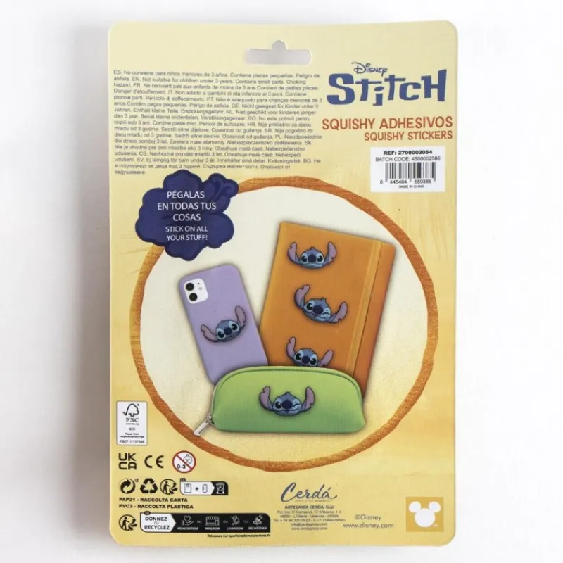Cerdá Kids Para El Cole|Stitch Kids^Pack de Pegatinas Squishy de Stitch en Silicona