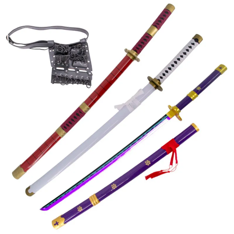 Amont Armas, Espadas Y Escudos Disfraces|Disfraces Manga Y Anime^Pack Katanas con luz Zoro + cinturón GRATIS