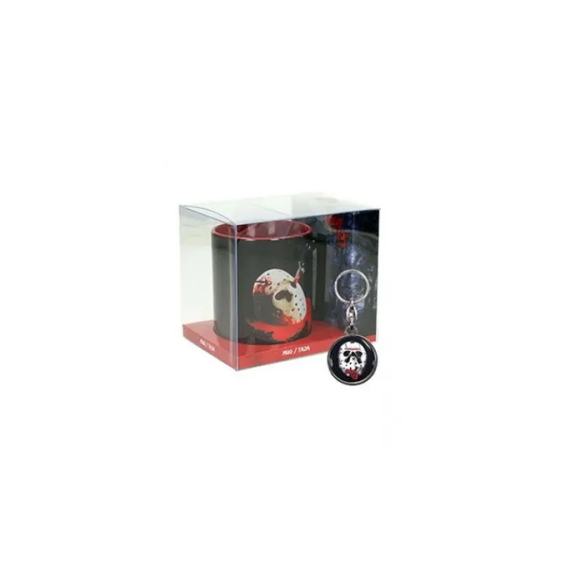 New Pack Póster Máscara + Taza "Viernes 13" con Llavero Metálico Viernes 13|Más Regalos De Cine De Terror