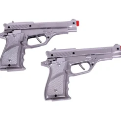 Disfrazzes Armas, Espadas Y Escudos Disfraces^Par de cartucheras con 2 Pistolas Plateadas