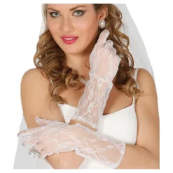 Hot Par de guantes calados blancos 36 cm. Guantes Y Guateletes Para Disfraces|Accesorios Halloween Y Terror