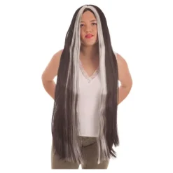 Disfrazzes Pelucas, Barbas Y Bigotes Disfraces|Accesorios Halloween Y Terror ^Peluca Blanca y Negra Extra Larga