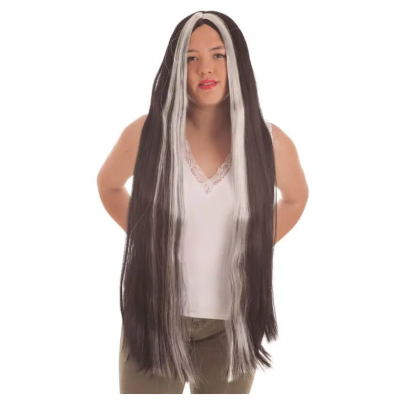 Disfrazzes Pelucas, Barbas Y Bigotes Disfraces|Accesorios Halloween Y Terror ^Peluca Blanca y Negra Extra Larga