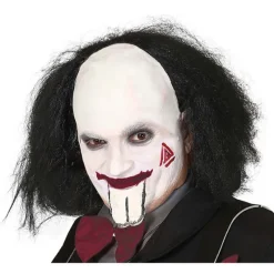 Disfrazzes Accesorios Halloween Y Terror ^Peluca Calva con Pelo Negro de Jugador Asesino