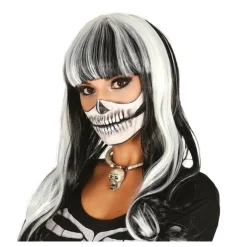 Disfrazzes Pelucas, Barbas Y Bigotes Disfraces|Accesorios Halloween Y Terror ^Peluca con Flequillo Blanca-Negra