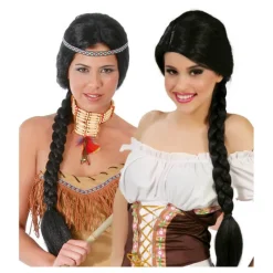 Mujer Disfrazzes Pelucas, Barbas Y Bigotes Disfraces|Disfraces Mujer^Peluca con trenza negra de India o Tabenera
