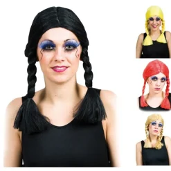 Disfrazzes Pelucas, Barbas Y Bigotes Disfraces|Accesorios Halloween Y Terror ^Peluca con Trenzas en varios colores