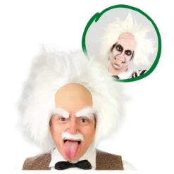 Outlet Peluca de Beetlejuice, Doc Emmett o Einstein Pelucas, Barbas Y Bigotes Disfraces|Accesorios Halloween Y Terror