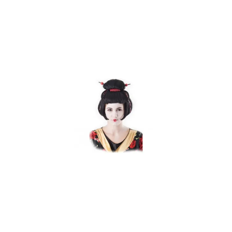 New Peluca de Geisha Japonesa con Palillos Mujer Pelucas, Barbas Y Bigotes Disfraces|Disfraces Mujer