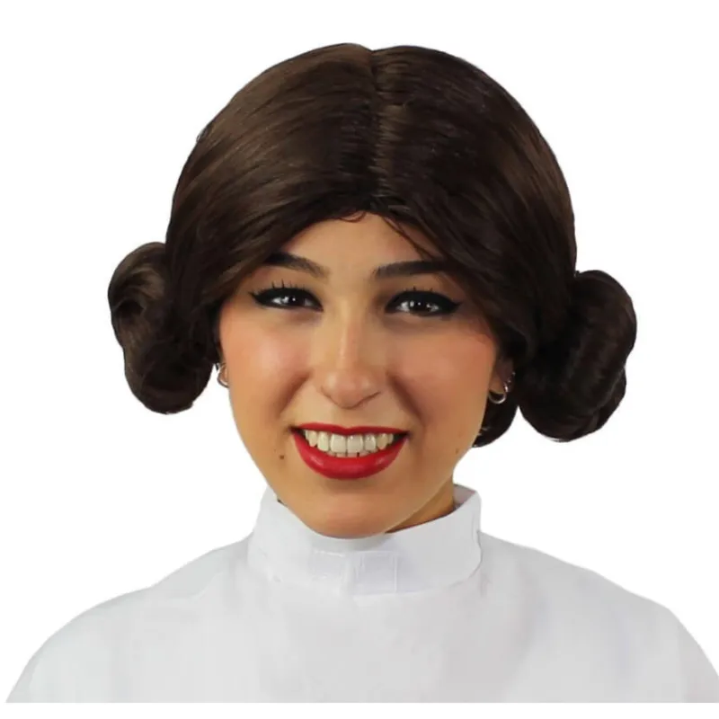 Mujer Disfrazzes Pelucas, Barbas Y Bigotes Disfraces|Disfraces Mujer^Peluca de Princesa Leia con Moños