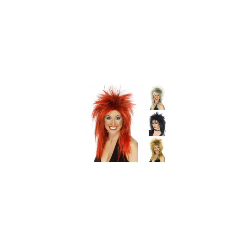 Mujer Disfrazzes Pelucas, Barbas Y Bigotes Disfraces|Disfraces Mujer^Peluca Diva del Rock de los Años 80 en varios colores