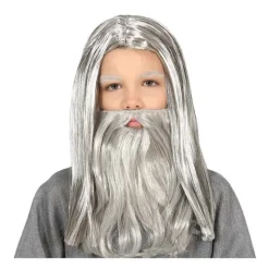 Hot Peluca Gris con Barba Larga Infantil Accesorios Halloween Y Terror