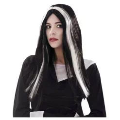 Outlet Peluca larga de Bruja Negra y Blanca Accesorios Halloween Y Terror