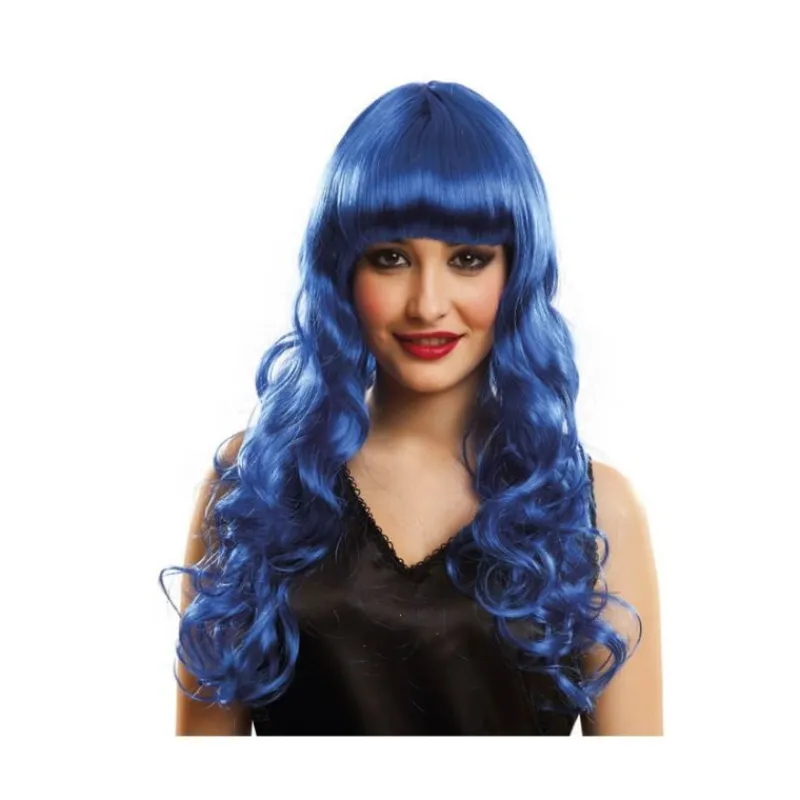 Disfrazzes Pelucas, Barbas Y Bigotes Disfraces^Peluca Melena Katy con rizos y flequillo azul