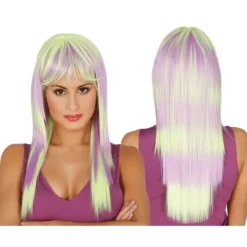 Discount Peluca melena larga lisa amarilla y morada Mujer Pelucas, Barbas Y Bigotes Disfraces|Disfraces Mujer