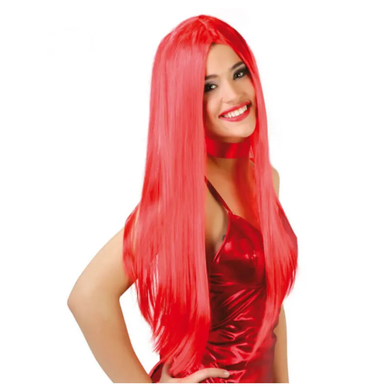 Disfrazzes Accesorios Halloween Y Terror ^Peluca melena lisa roja de Diablesa para Halloween