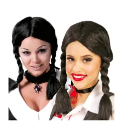 Online Peluca negra con dos trenzas Mujer Pelucas, Barbas Y Bigotes Disfraces|Disfraces Mujer