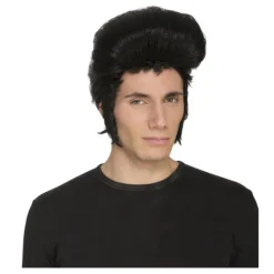 Hombre Disfrazzes Pelucas, Barbas Y Bigotes Disfraces|Disfraces Hombre^Peluca Rocker negra de Rey de Rock con Tupé