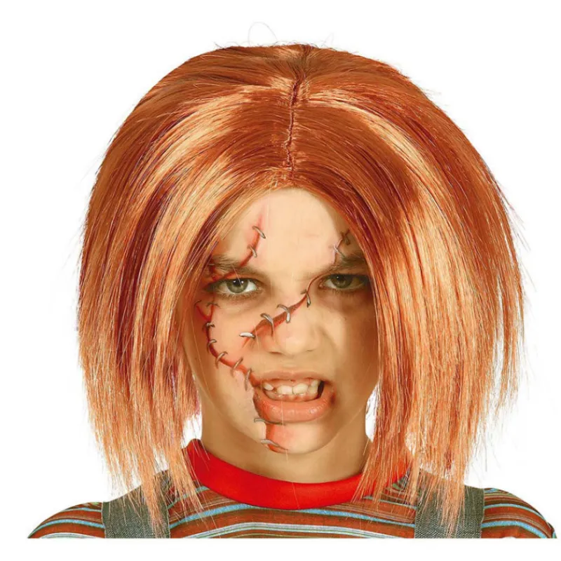 Discount Peluca Roja de Muñeco Asesino Infantil Pelucas, Barbas Y Bigotes Disfraces|Accesorios Halloween Y Terror